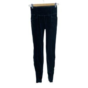 ATHLETA‎ Size XS Gray Elation High Rise Velour Tights Stretch Side Pockets